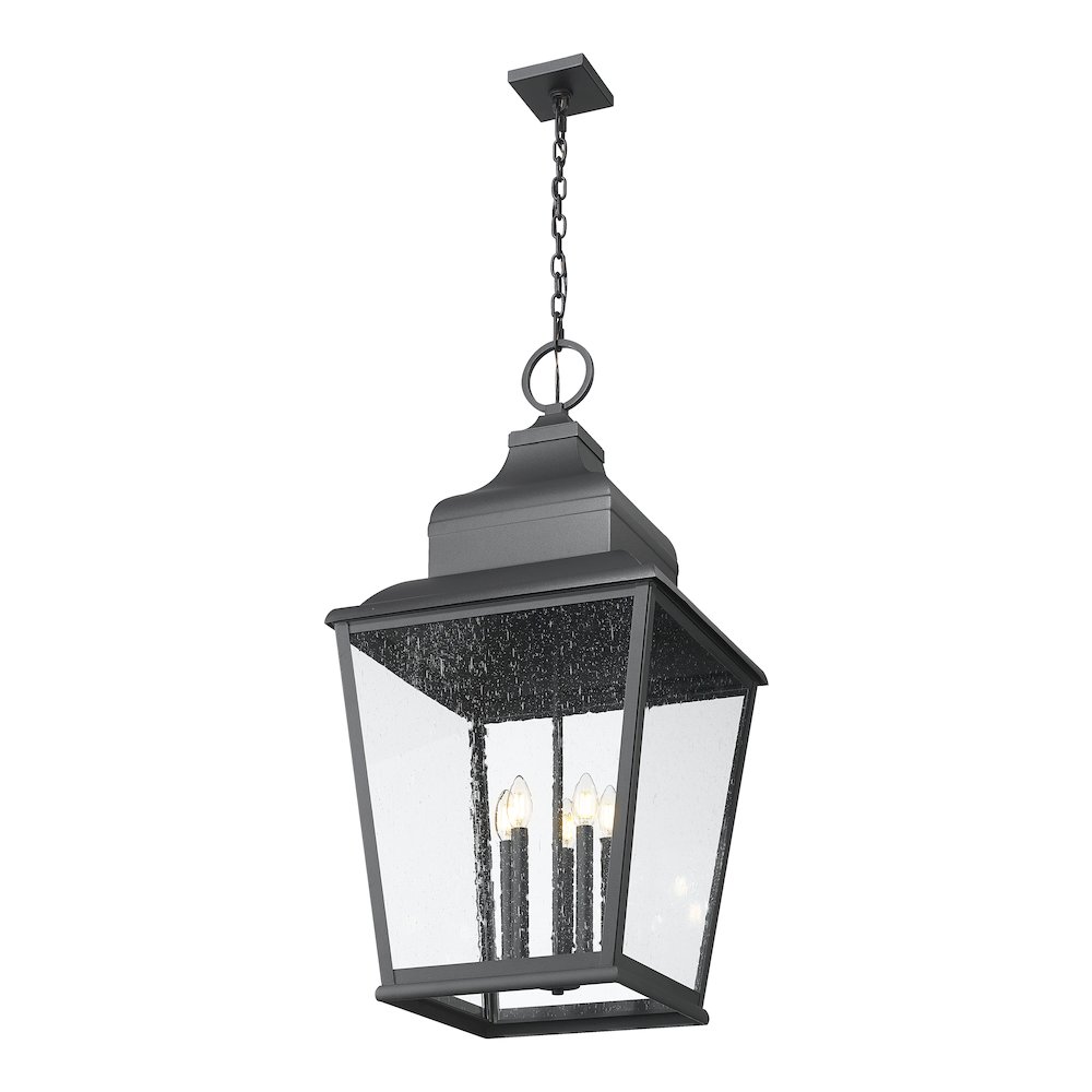 Z-Lite 5 Light Outdoor Chain Mount Ceiling Fixture, Sand Black. Picture 3