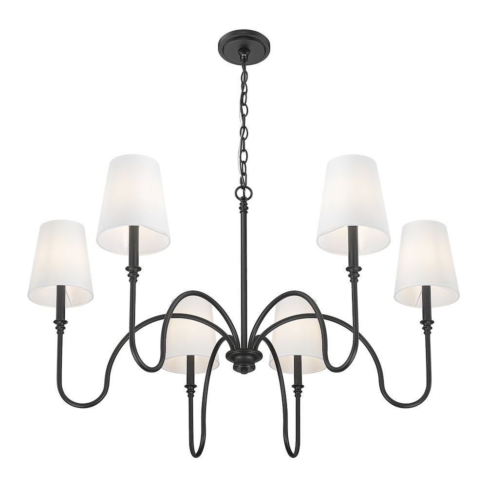 Z-Lite 6 Light Chandelier, Matte Black. Picture 2