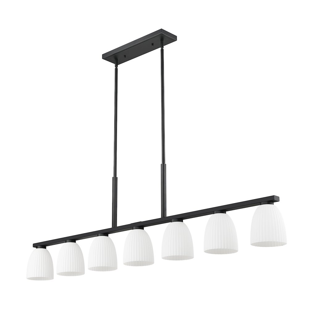 Z-Lite Naya 7 Light Linear Chandelier in Matte Black color, Steel frame. Picture 5
