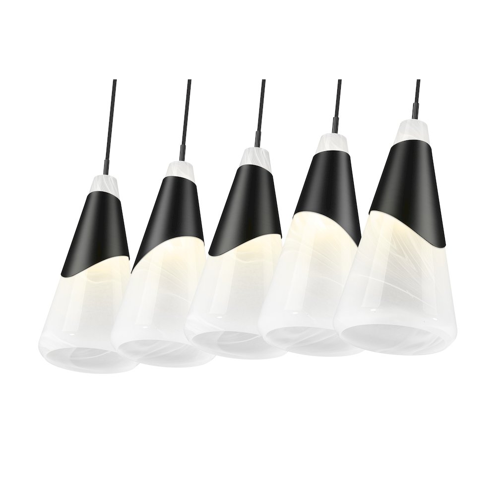 Z-Lite Aimie 5 Light Linear Chandelier, Matte Black. Picture 4