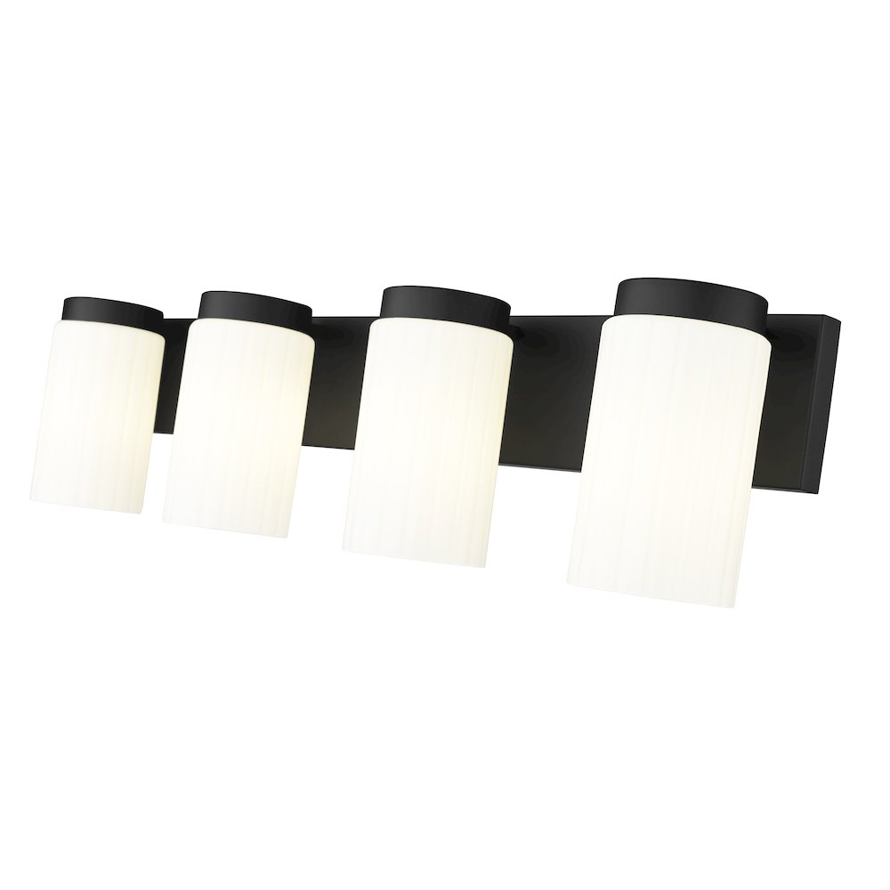 Z-Lite Burk 4 Light Vanity, Matte Black. Picture 4
