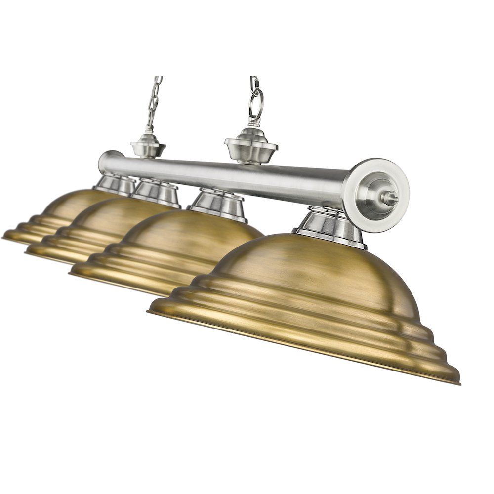 Z-Lite Cordon 4 Light Billiard, Steel Frame, Rubbed Brass Shade Color. Picture 4