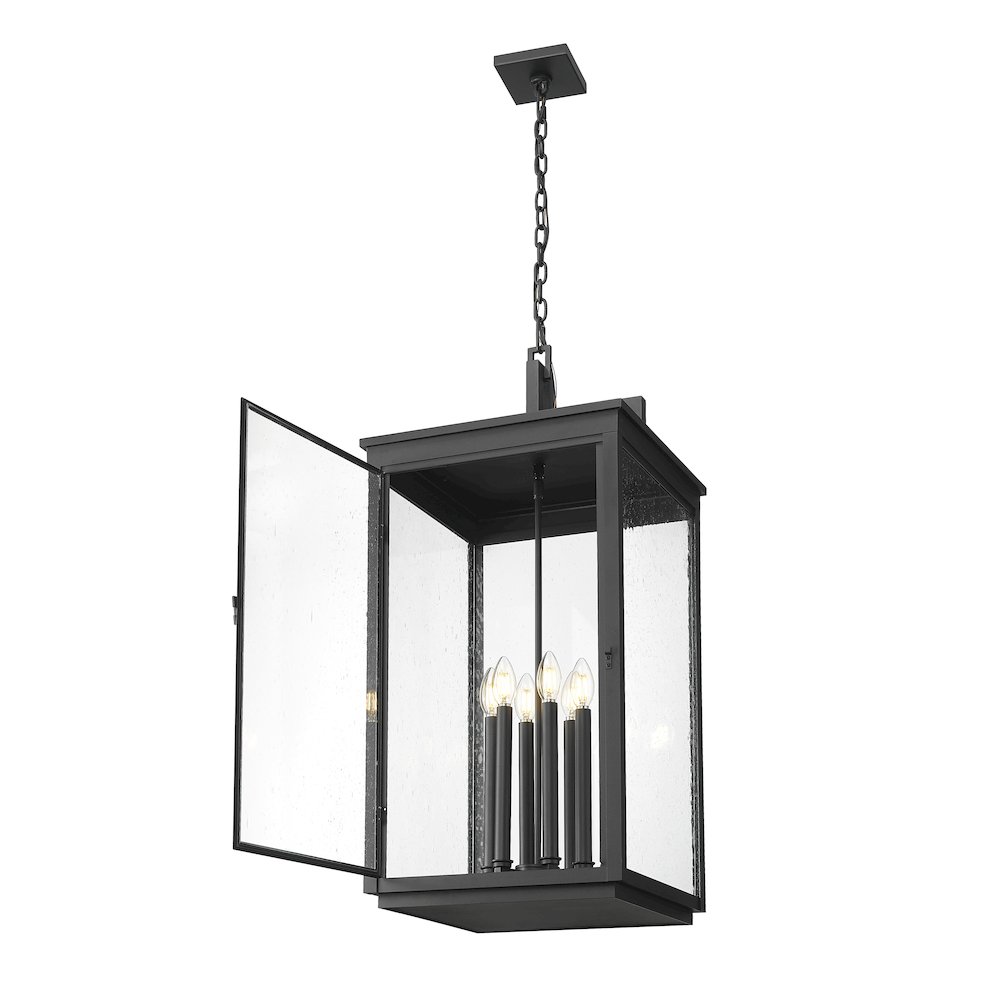 Z-Lite Hartwell 6 Light Outdoor Chain Mount Ceiling Fixture in Sand Black color. Picture 2