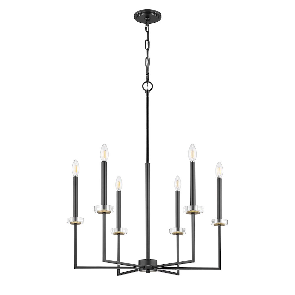 Z-Lite 6 Light Chandelier, Matte Black+Mordern Gold. Picture 7