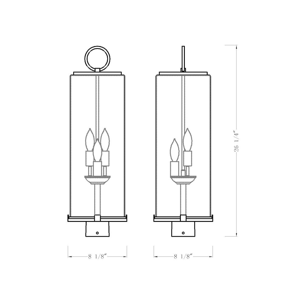 Z-Lite 3 Light Outdoor Post Mount Fixture. Picture 6