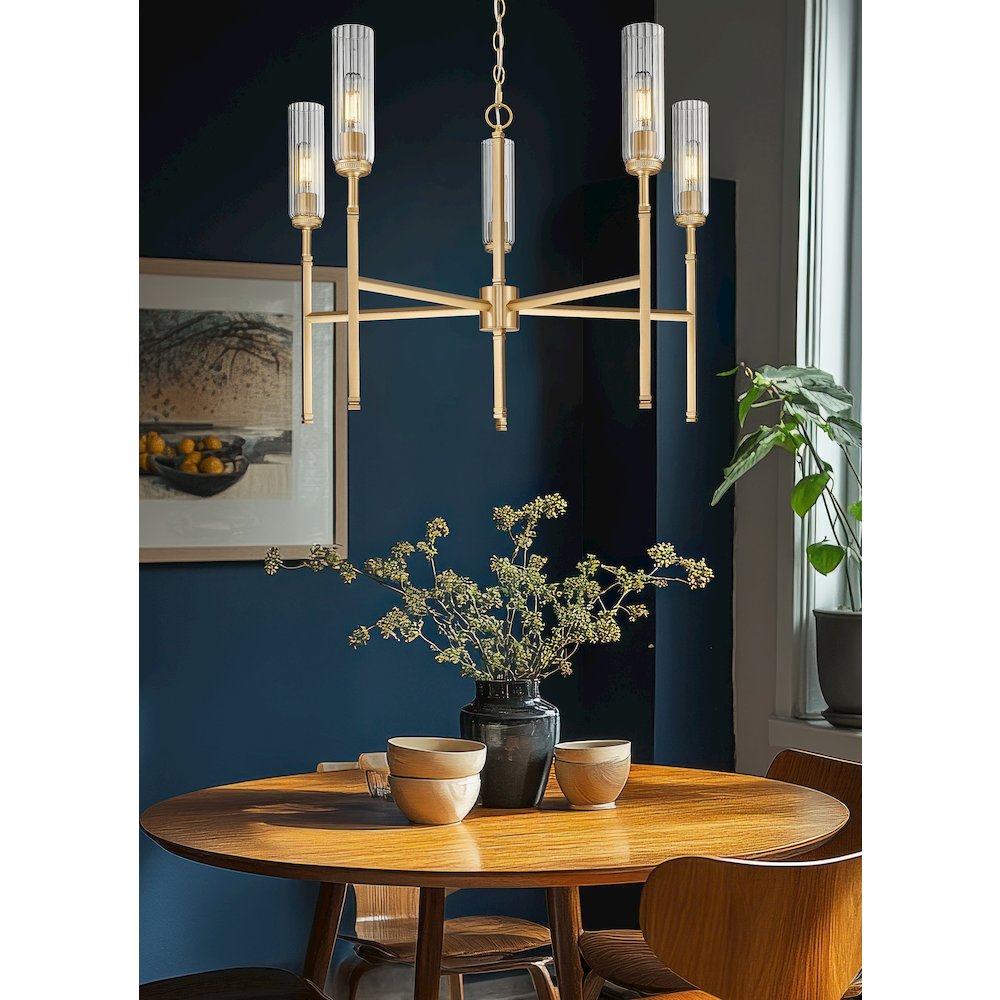 Z-Lite 5 Light Chandelier, Modern Gold. Picture 5