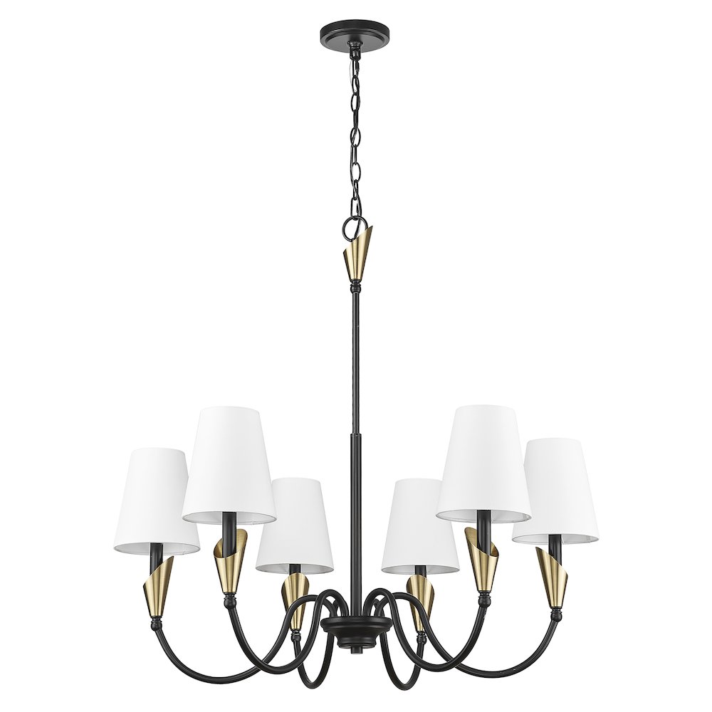 Z-Lite Claudelle 6 Light Chandelier in Matte Black + Modern Gold color. Picture 5