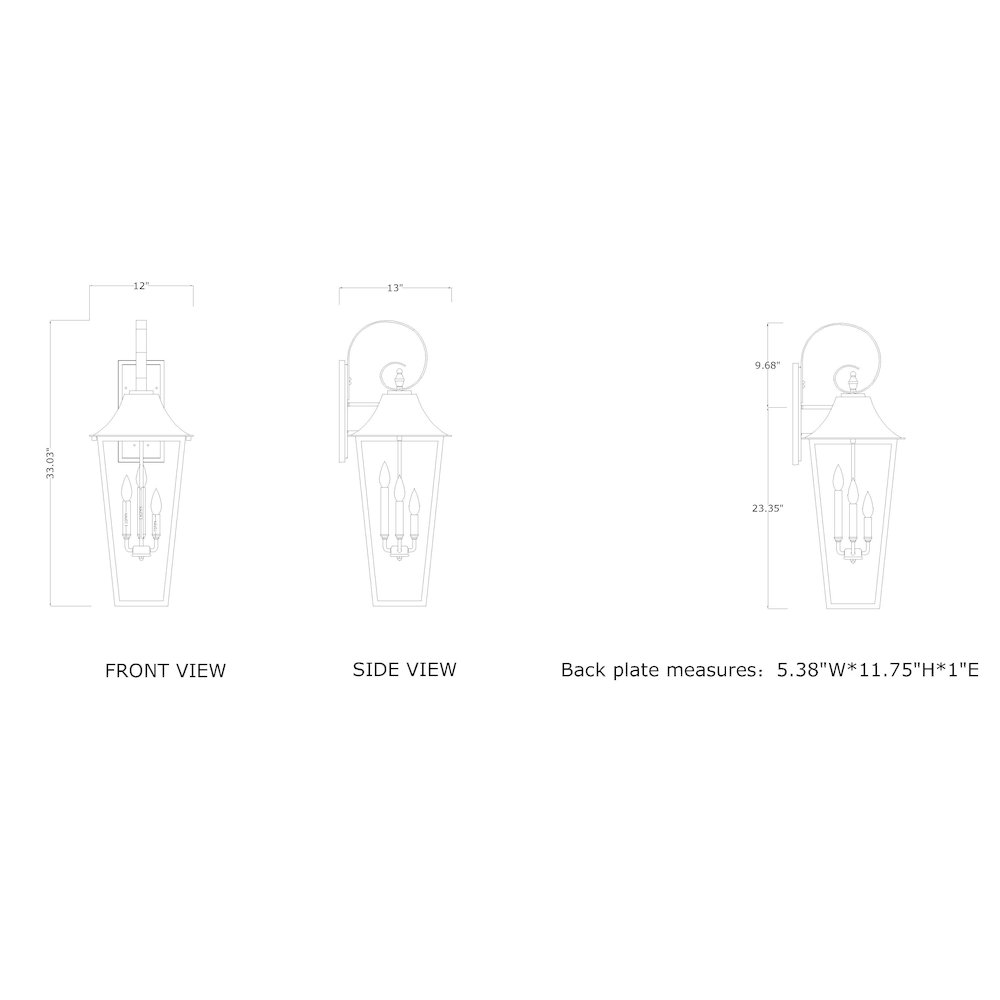 Z-Lite 3 Light Outdoor Wall Light. Picture 8