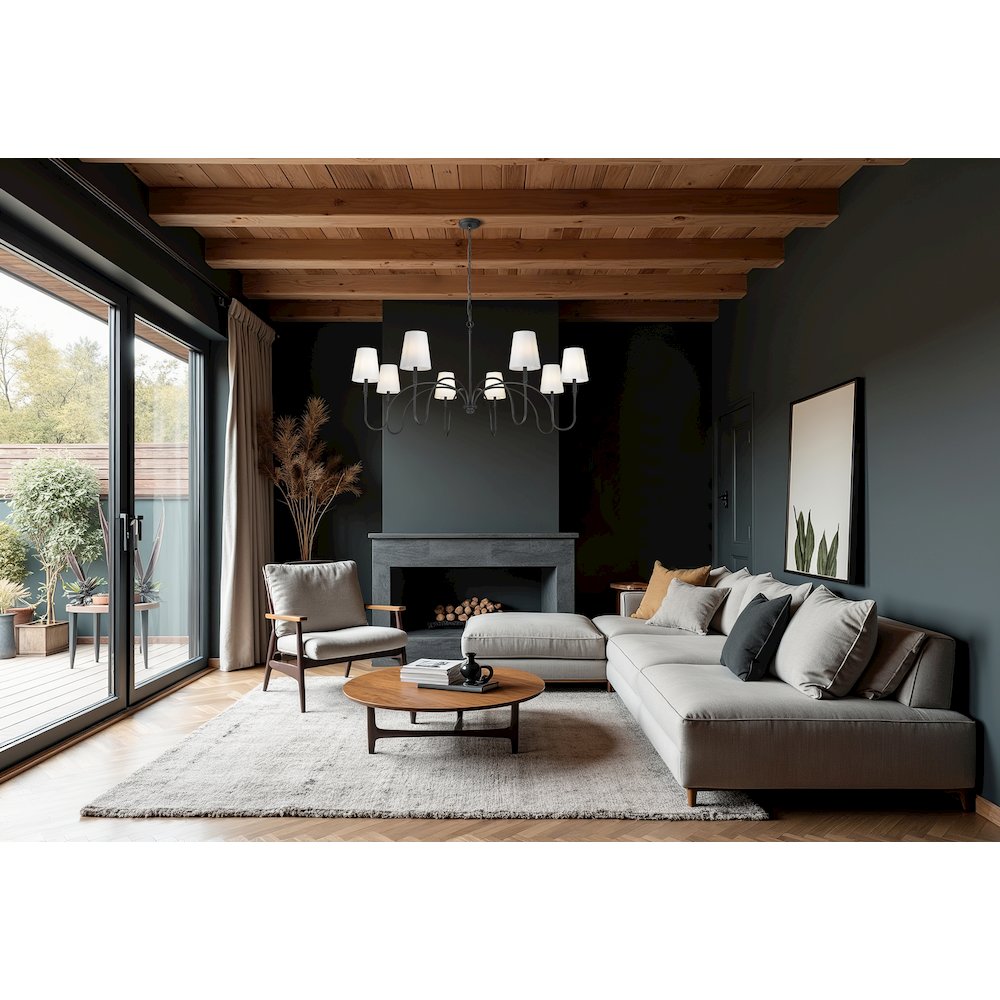 Z-Lite 8 Light Chandelier, Matte Black. Picture 5
