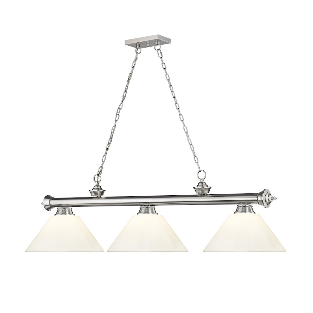 Z-Lite Cordon 3 Light Billiard, Steel Frame, White Shade Color. Picture 3