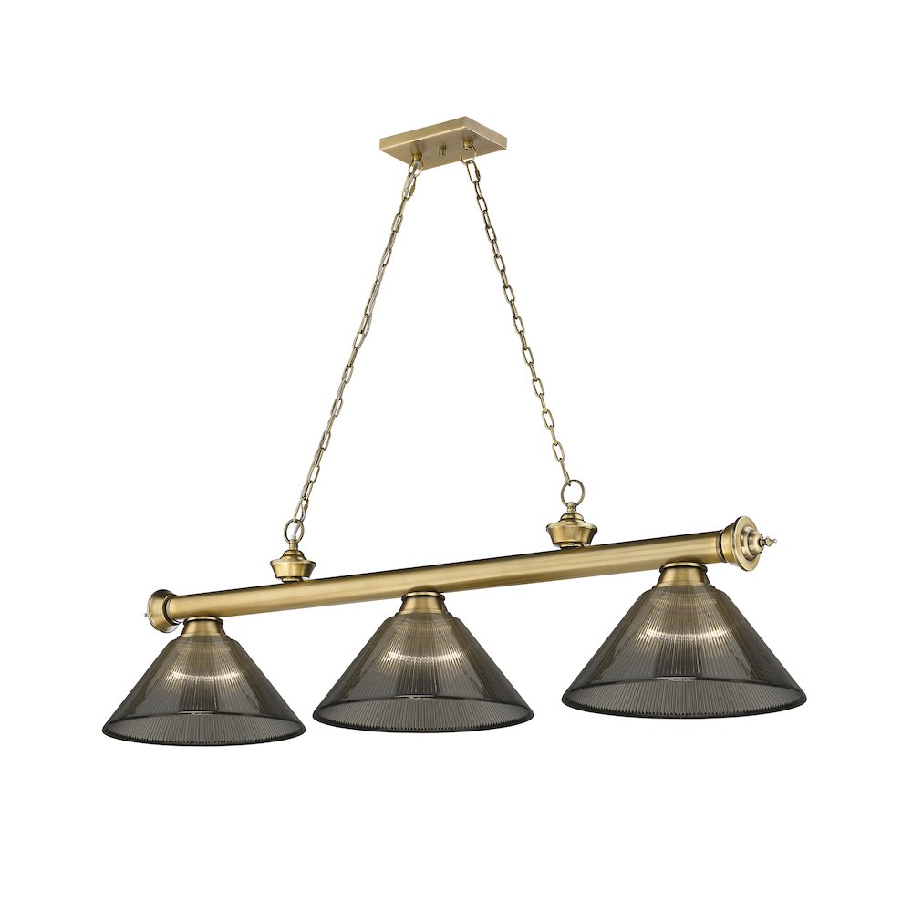 Z-Lite Cordon 3 Light Billiard, Steel Frame, Smoke Shade Color. Picture 1