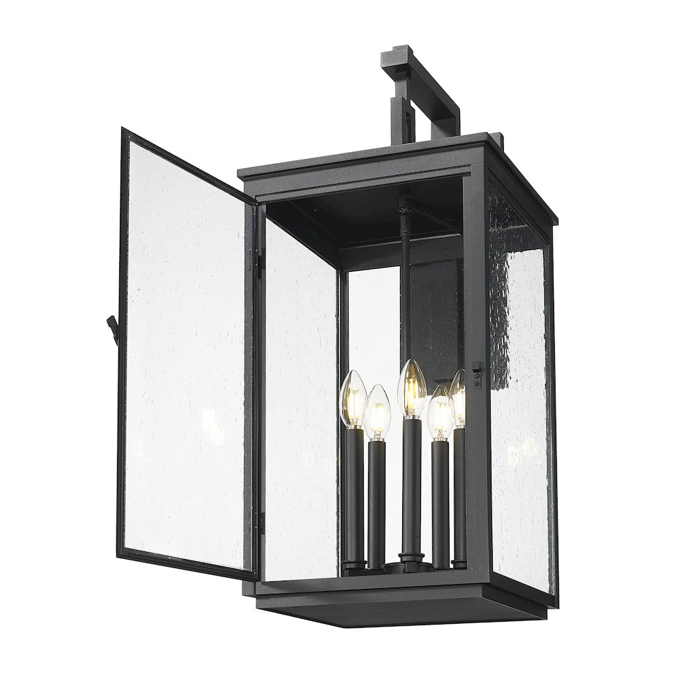 Z-Lite Hartwell 5 Light Outdoor Wall Light in Sand Black color, Aluminum frame. Picture 2