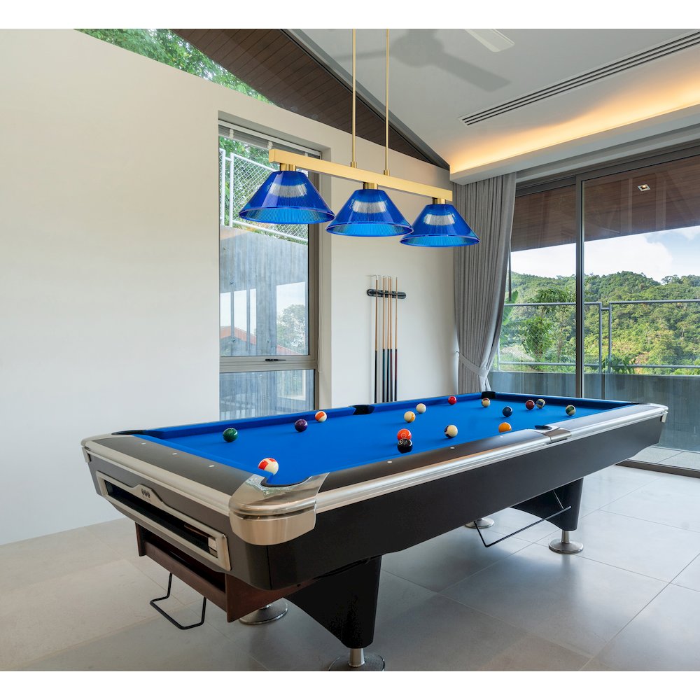 Z-Lite Cobalt 3 Light Billiard, Steel Frame, Dark Blue Shade Color. Picture 6