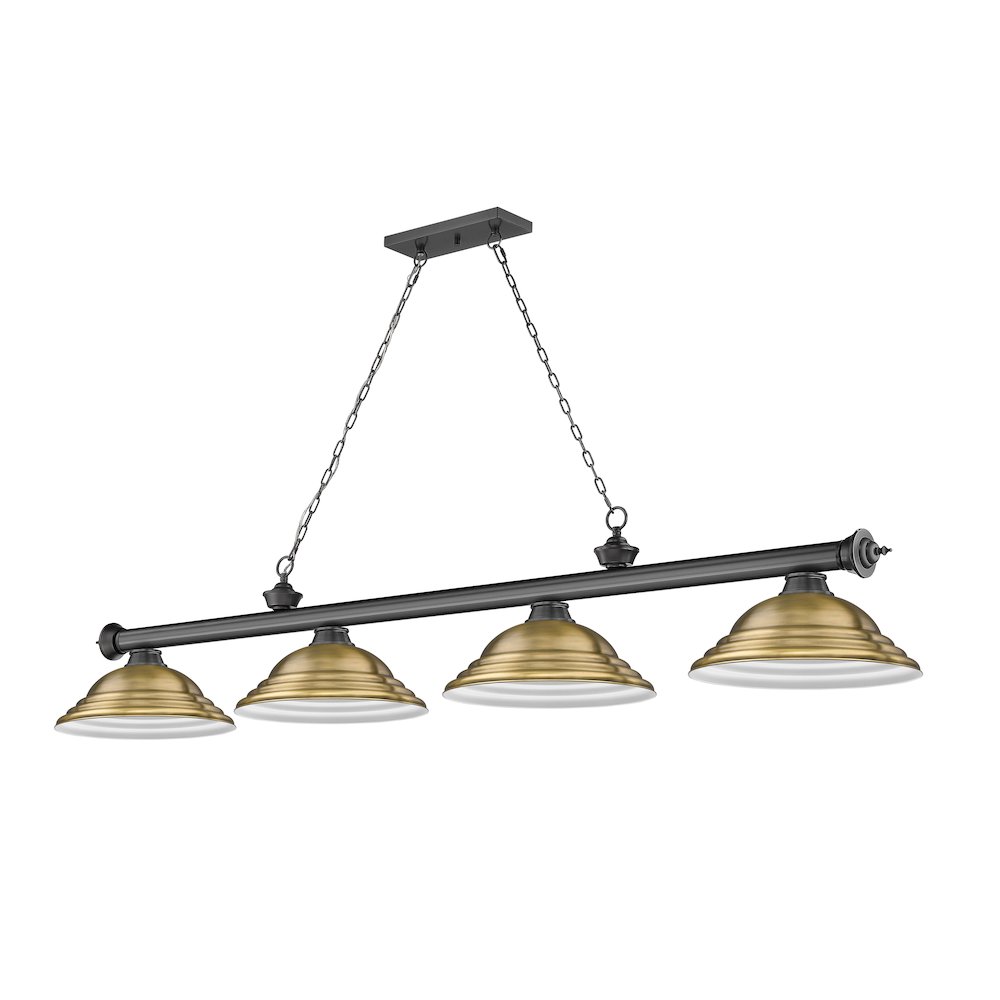 Z-Lite Cordon 4 Light Billiard, Steel Frame, Rubbed Brass Shade Color. Picture 5