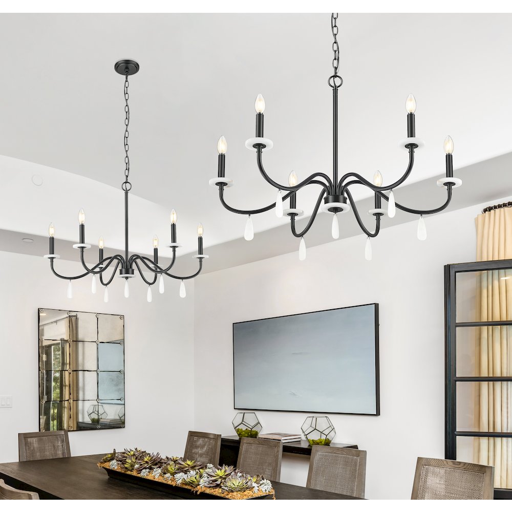 Z-Lite 6 Light Chandelier, Matte Black. Picture 5