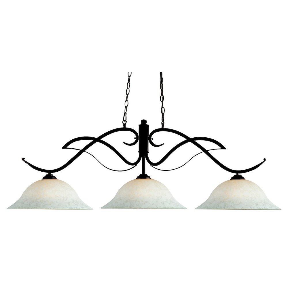 Z-Lite Phoenix 3 Light Billiard, Steel Frame, White Mottle Shade Color. Picture 1