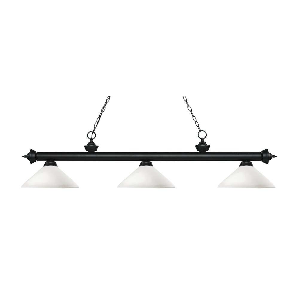 Z-Lite Riviera 3 Light Billiard, Steel Frame, Matte Opal Shade Color. Picture 1