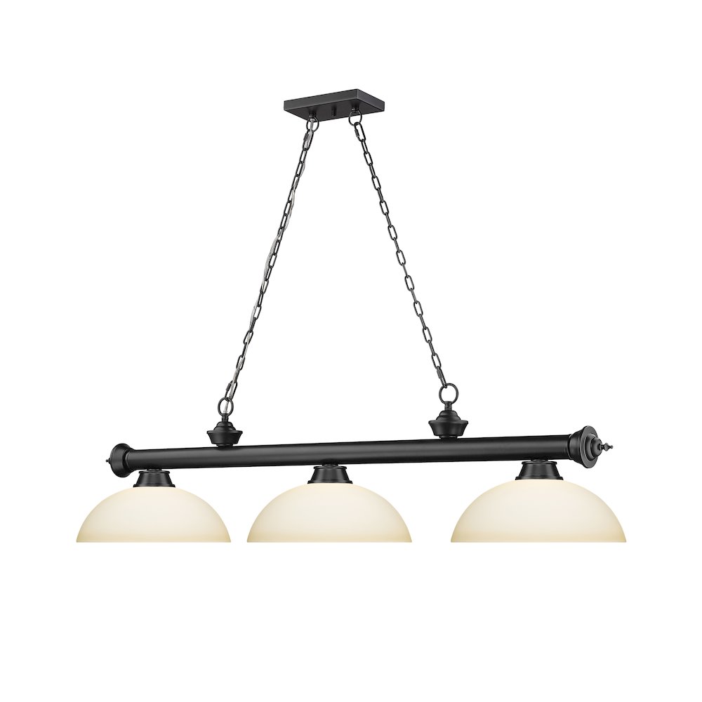 Z-Lite Cordon 3 Light Billiard, Steel Frame, Matte Opal Shade Color. Picture 3