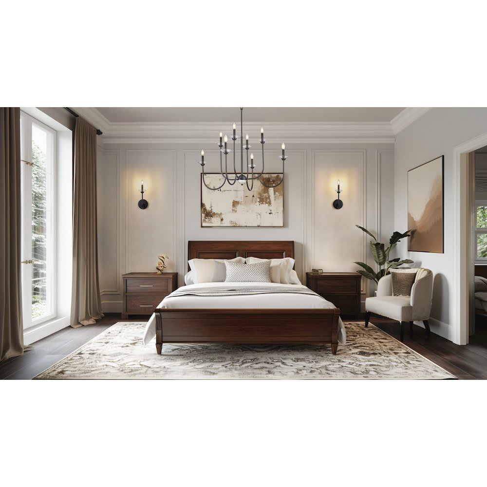 Z-Lite Allistair 8 Light Chandelier in Matte Black color, Steel frame. Picture 7