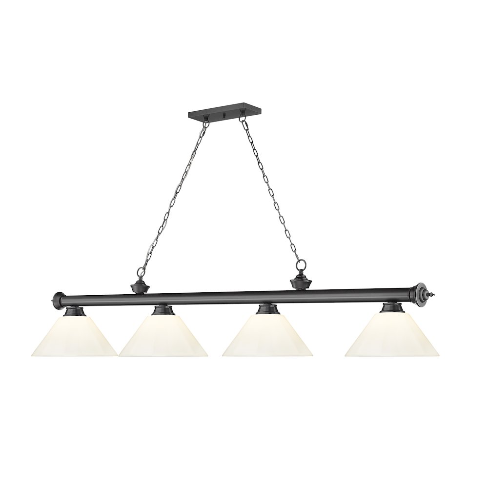 Z-Lite Cordon 4 Light Billiard, Steel Frame, White Shade Color. Picture 3