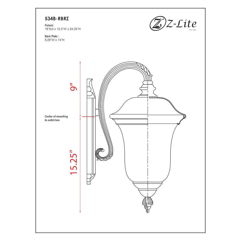 Z-Lite 3 Light Outdoor Wall Light. Picture 2