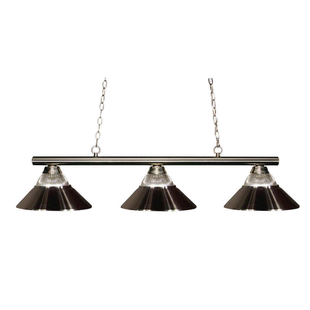 Z-Lite Sharp Shooter 3 Light Billiard, Steel Frame, Brushed Nickel Shade Color. Picture 1