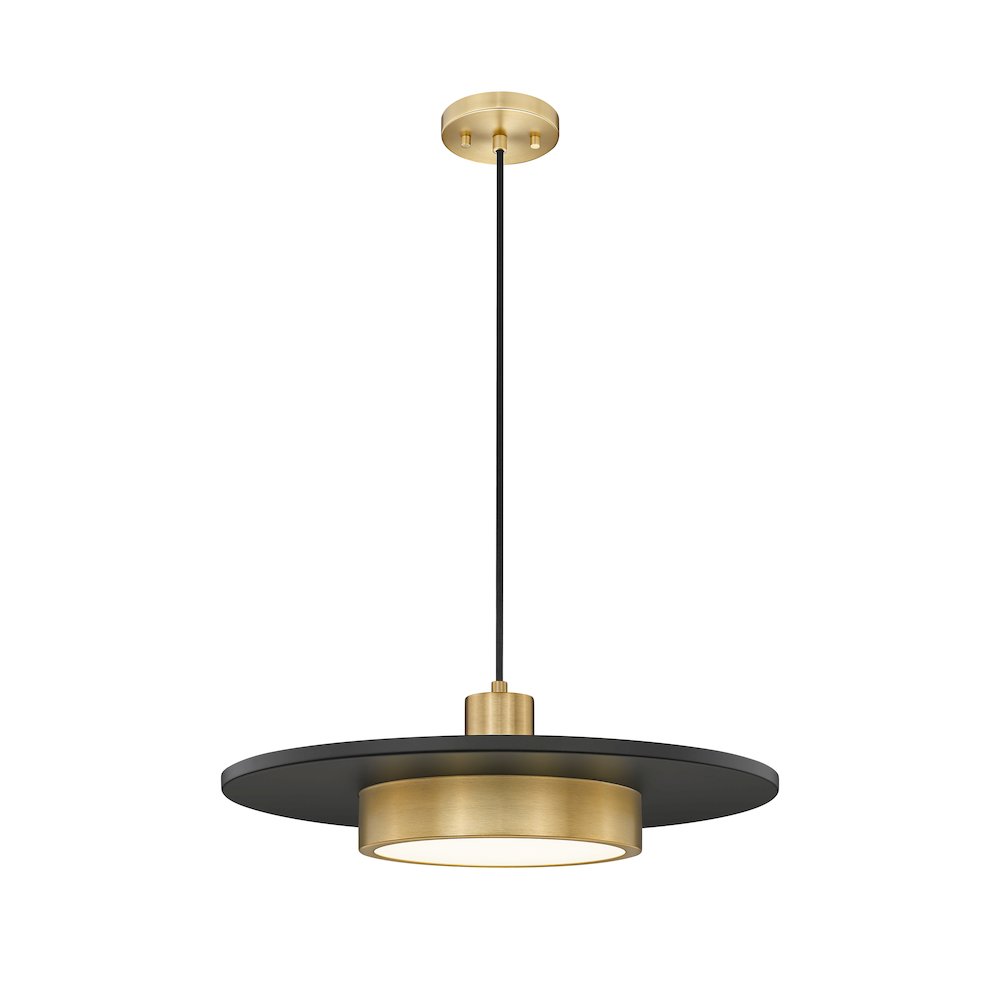 Z-Lite 1 Light Pendant, Matte Black + Modern Gold. Picture 7