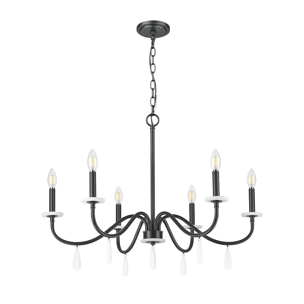 Z-Lite 6 Light Chandelier, Matte Black. Picture 7