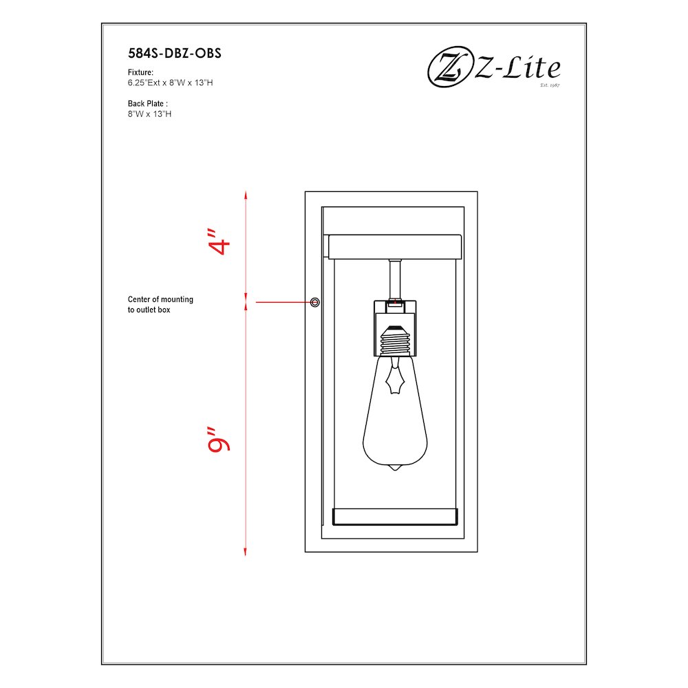 Z-Lite 1 Light Outdoor Wall Light. Picture 9