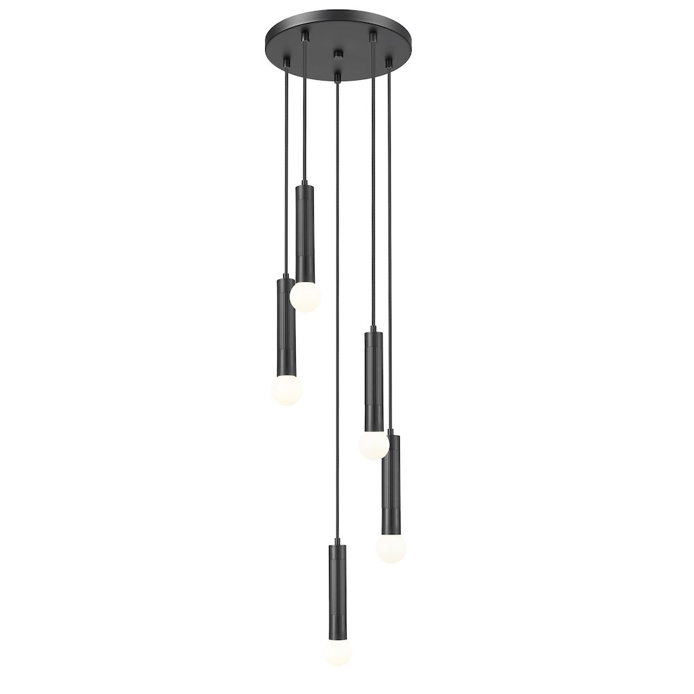 Z-Lite Stari 5 Light Chandelier in Matte Black color, Steel frame. Picture 3