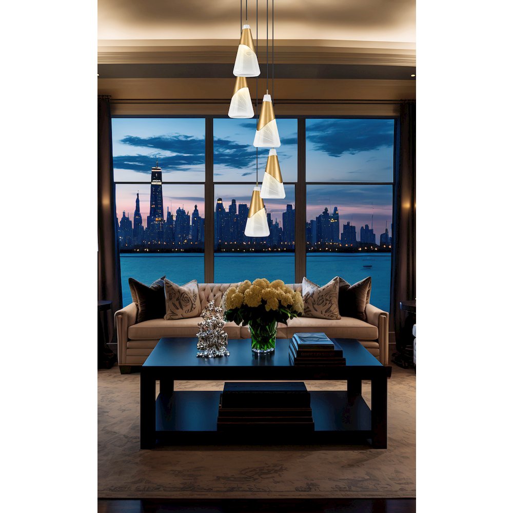 Z-Lite Aimie 5 Light Chandelier, Modern Gold. Picture 7
