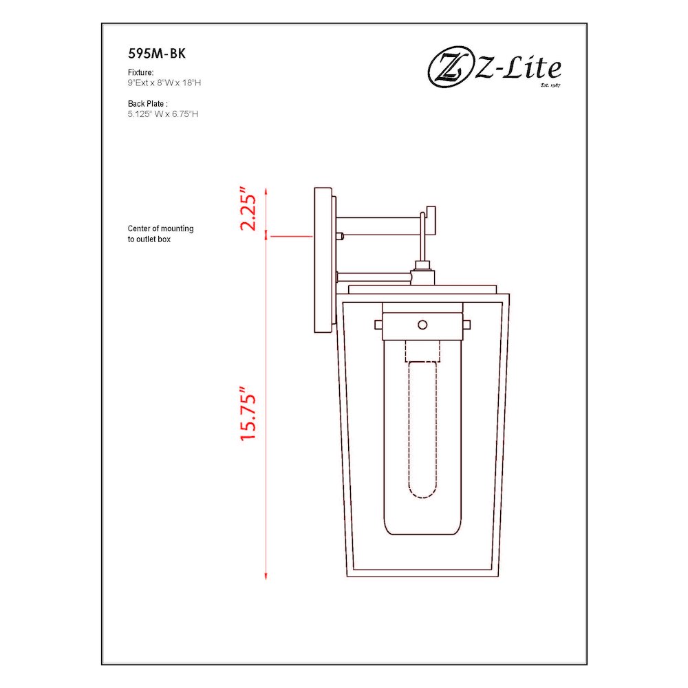 Z-Lite 1 Light Outdoor Wall Light. Picture 9