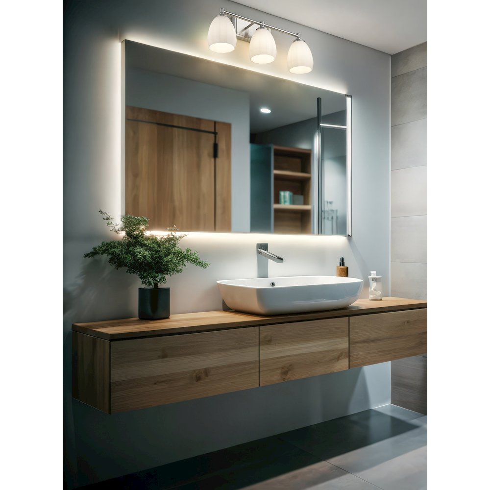 Z-Lite Oren 3 Light Vanity in Brushed Nickel color, Steel frame. Picture 7