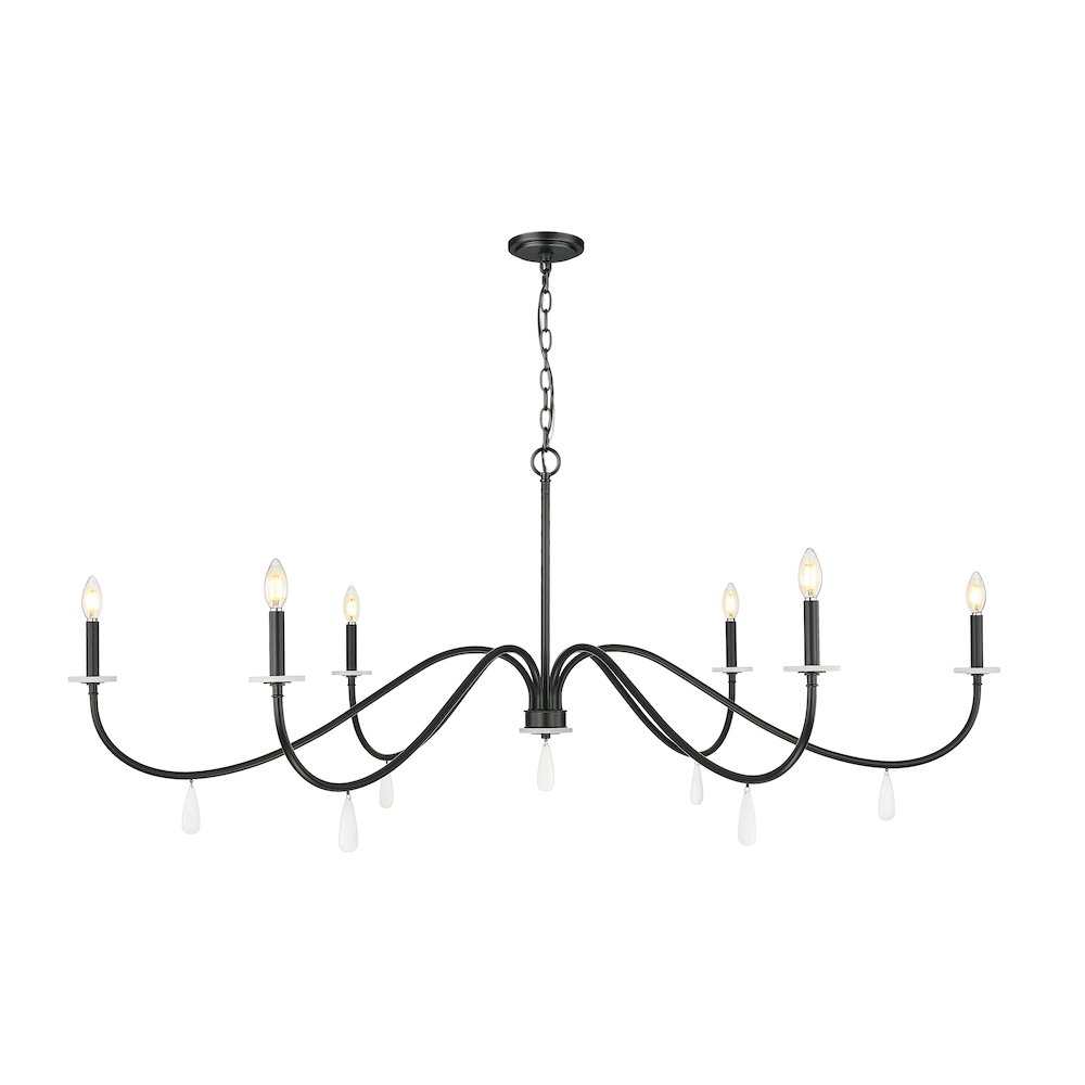 Z-Lite 6 Light Chandelier, Matte Black. Picture 1