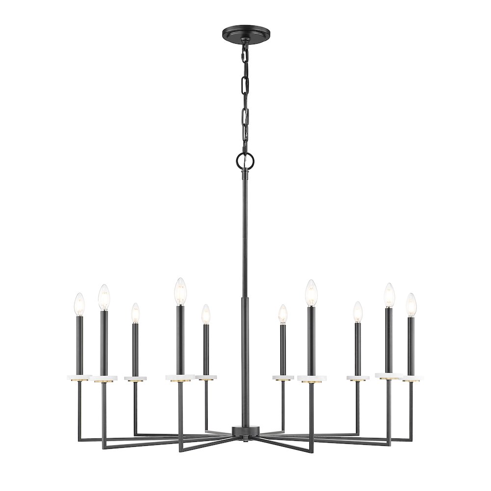 Z-Lite 10 Light Chandelier, Matte Black+Mordern Gold. Picture 1
