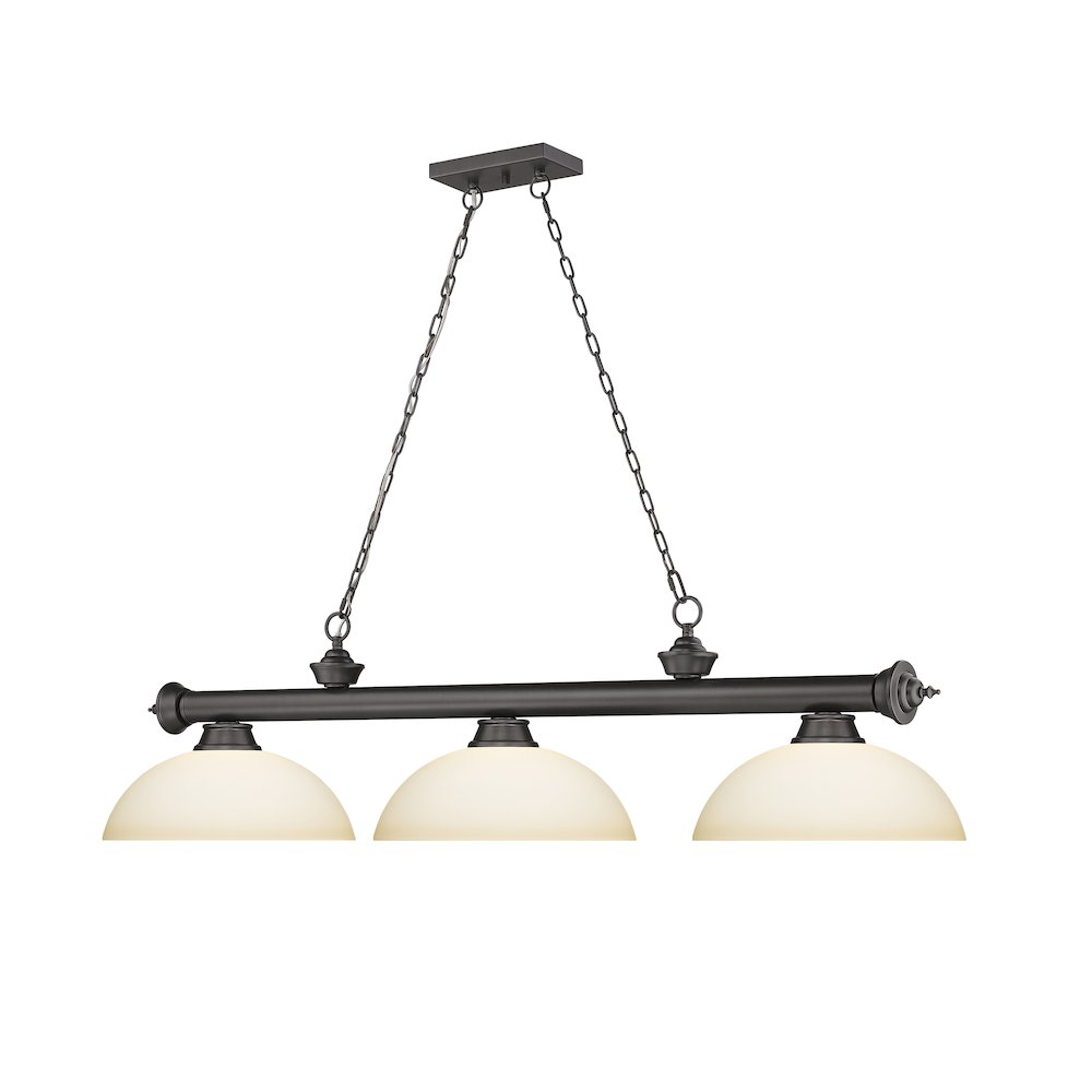 Z-Lite Cordon 3 Light Billiard, Steel Frame, Matte Opal Shade Color. Picture 3