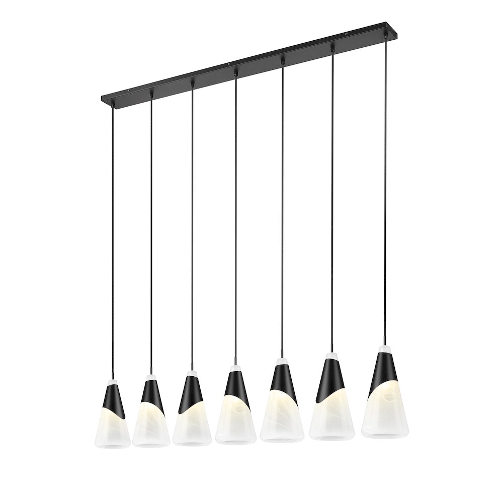 Z-Lite Aimie 7 Light Linear Chandelier, Matte Black. Picture 2