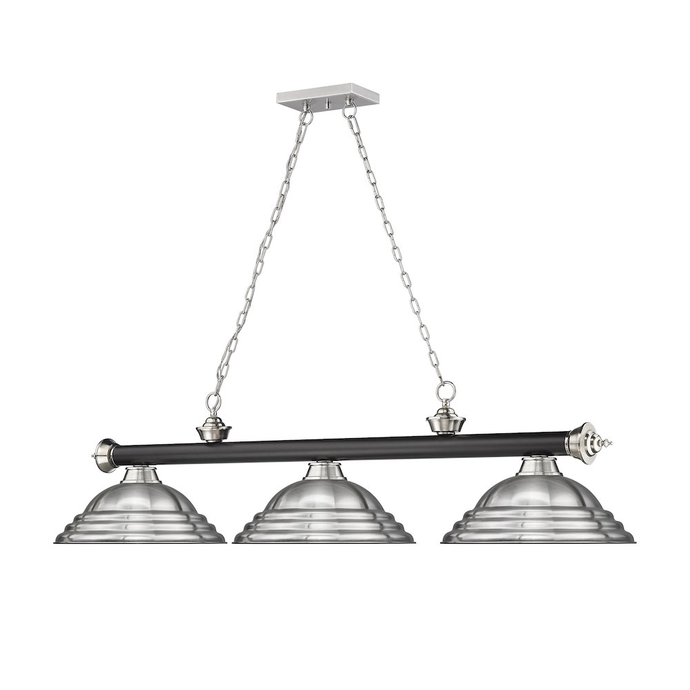 Z-Lite Cordon 3 Light Billiard, Steel Frame, Brushed Nickel Shade Color. Picture 3