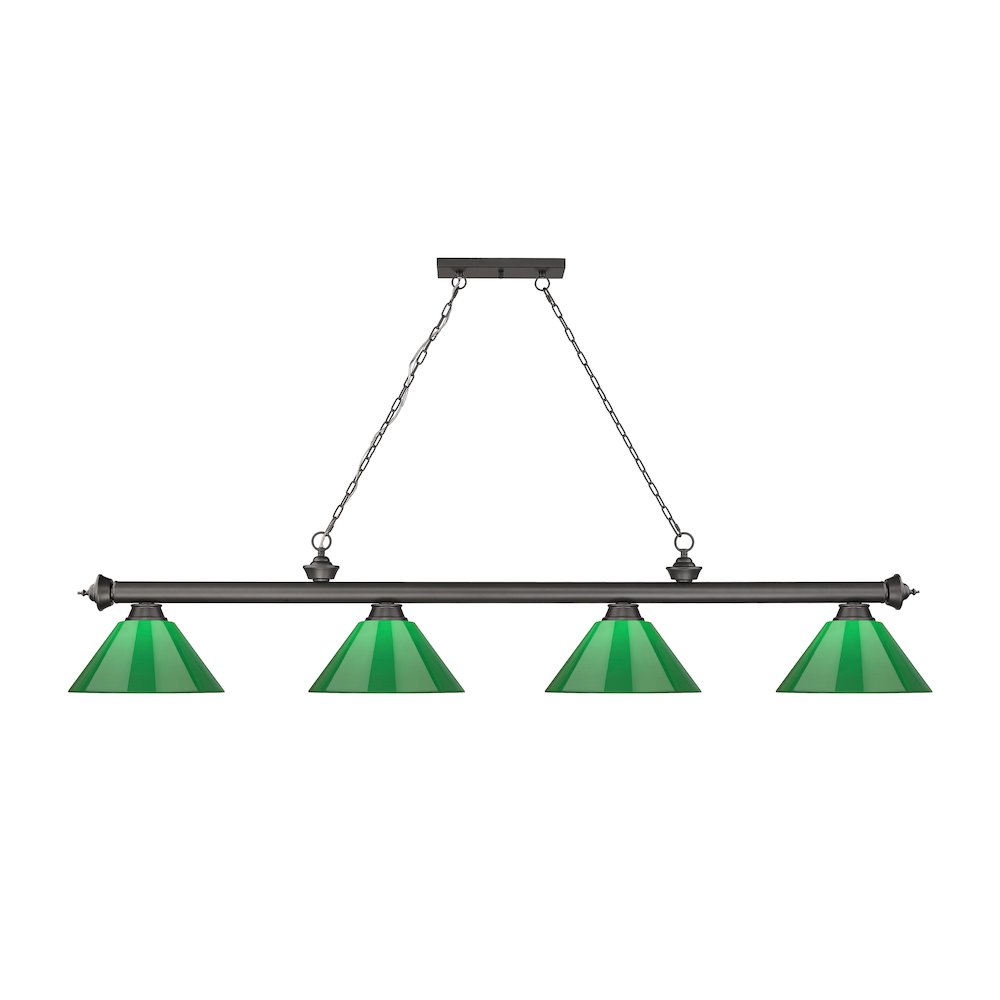 Z-Lite Cordon 4 Light Billiard, Steel Frame, Green Shade Color. Picture 2