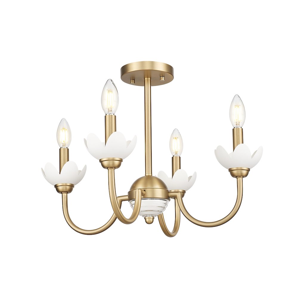 Z-Lite Allistair 4 Light Semi Flush Mount in Modern Gold color, Steel frame. Picture 3