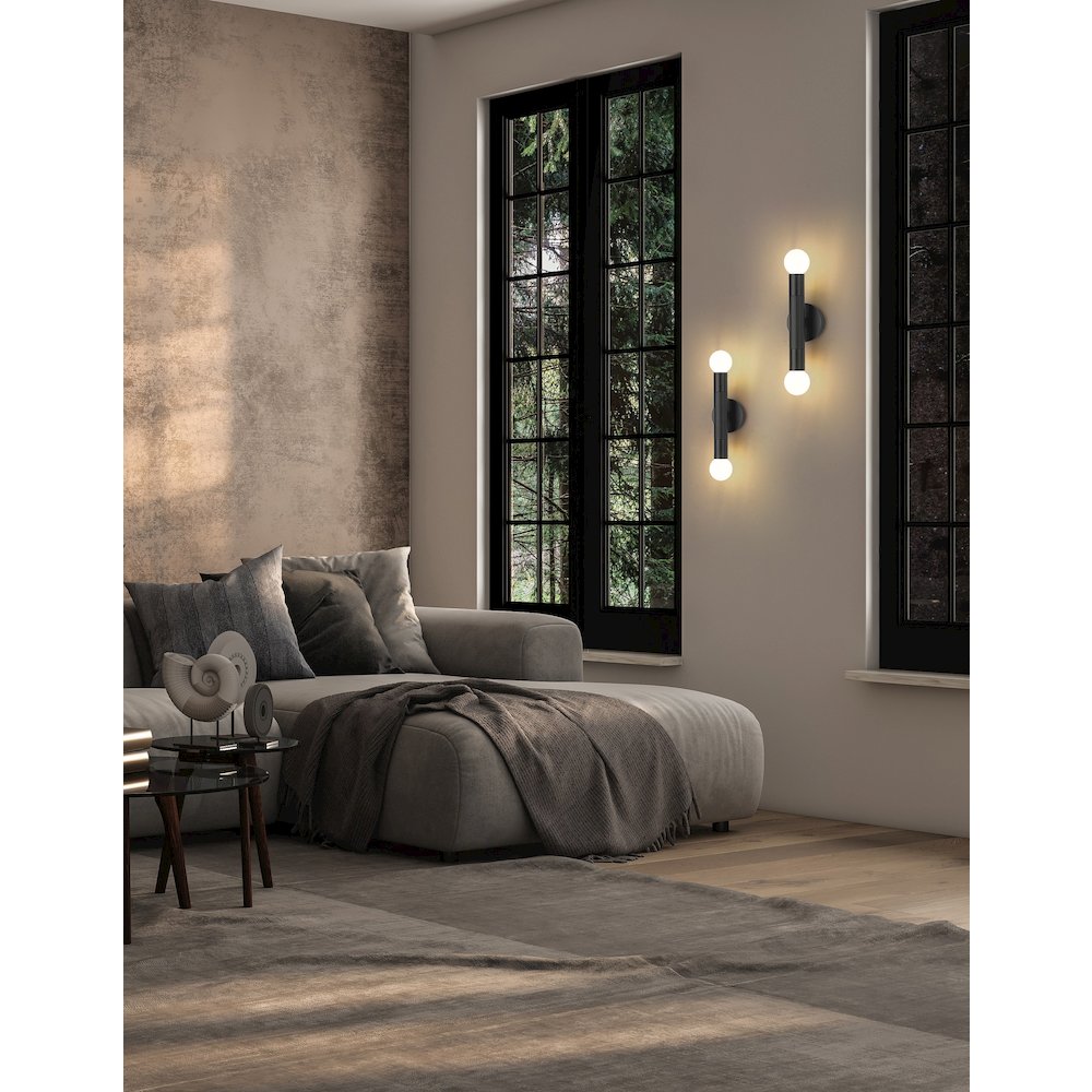 Z-Lite Stari 2 Light Wall Sconce in Matte Black color, Steel frame. Picture 6