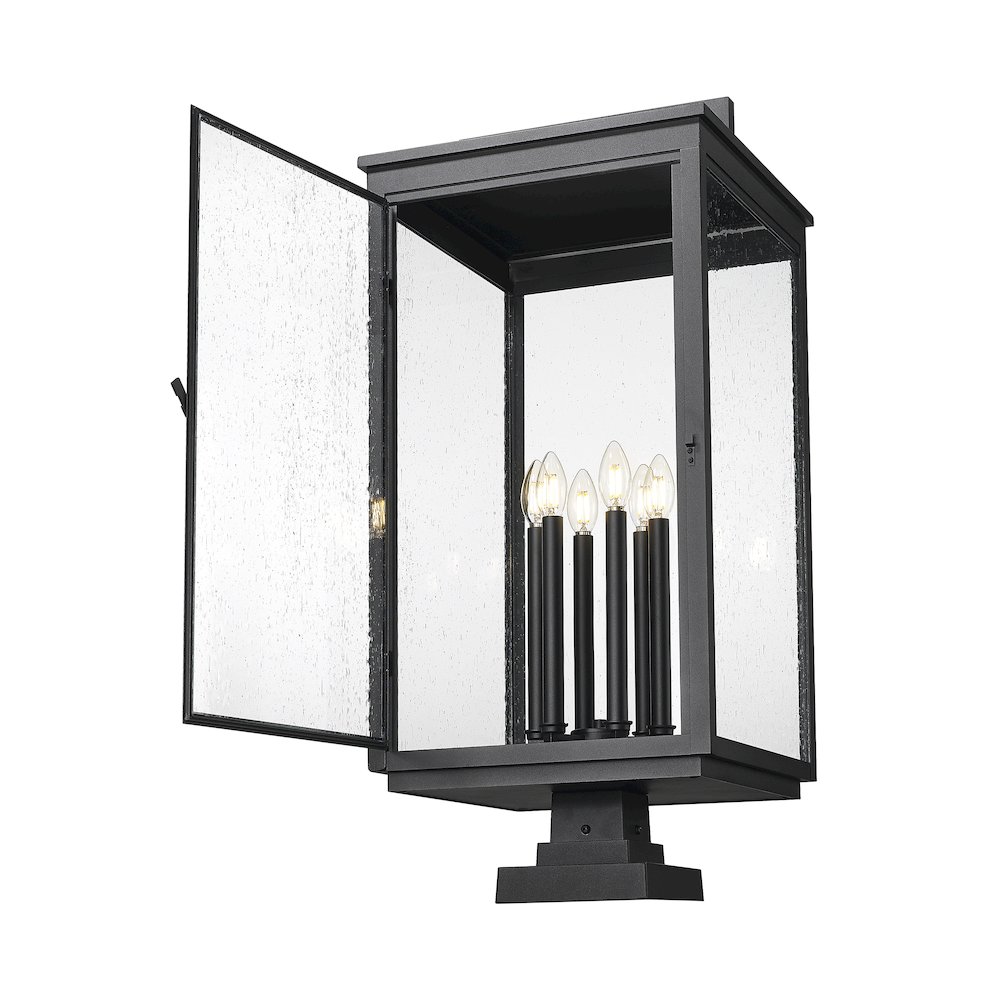 Z-Lite Hartwell 6 Light Outdoor Pier Mounted Fixture in Sand Black color. Picture 2