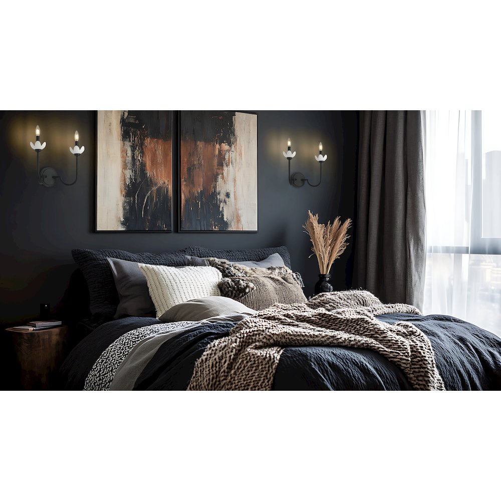 Z-Lite Allistair 2 Light Wall Sconce in Matte Black color, Steel frame. Picture 7