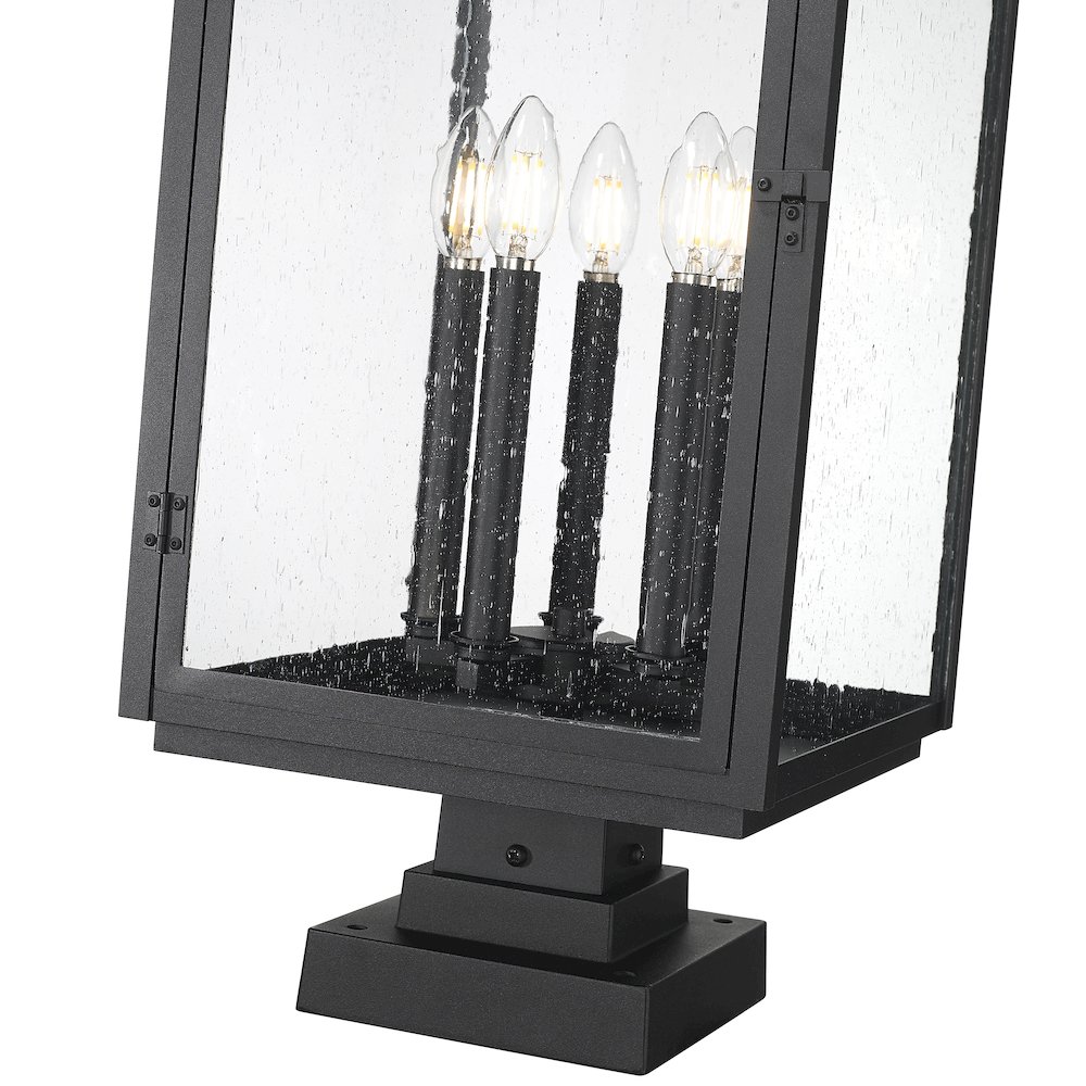 Z-Lite Hartwell 5 Light Outdoor Pier Mounted Fixture in Sand Black color. Picture 4