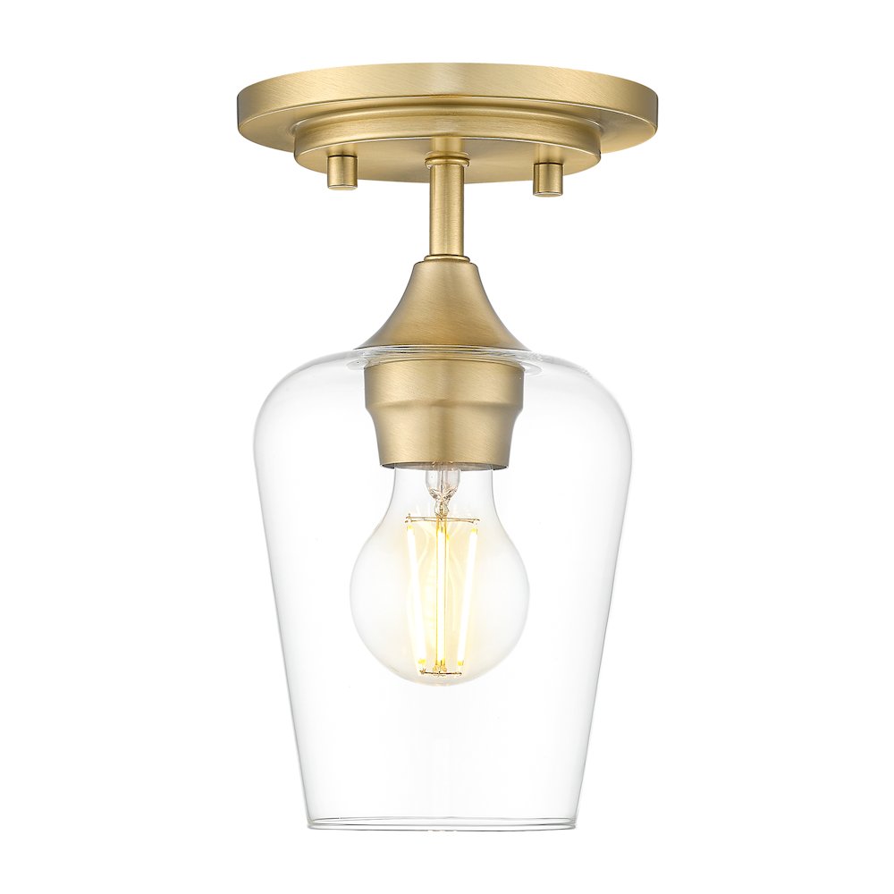Z-Lite 1 Light Flush Mount, Burnished Brass. Picture 1