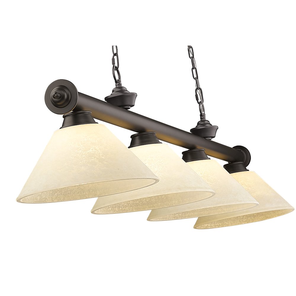 Z-Lite Cordon 4 Light Billiard, Steel Frame, Golden Mottle Shade Color. Picture 4