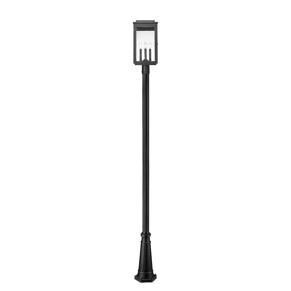 Z-Lite Hartwell 4 Light Outdoor Post Mounted Fixture in Sand Black color. Picture 3