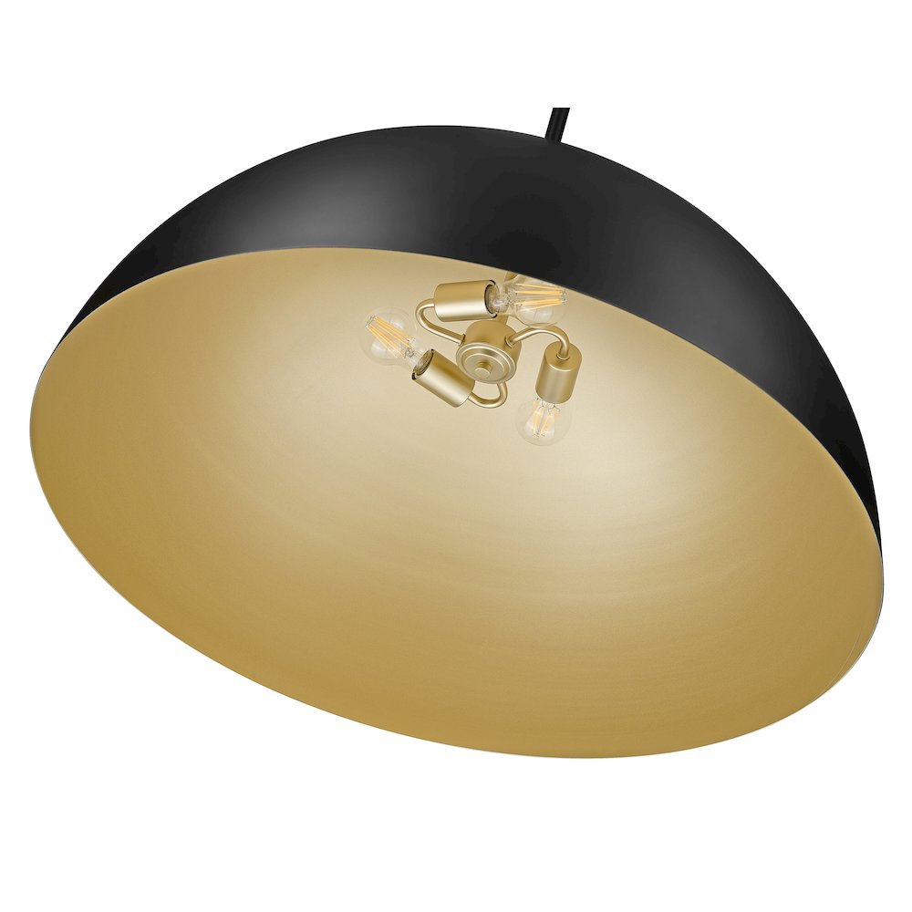 Z-Lite 3 Light Pendant, Matte Black. Picture 4