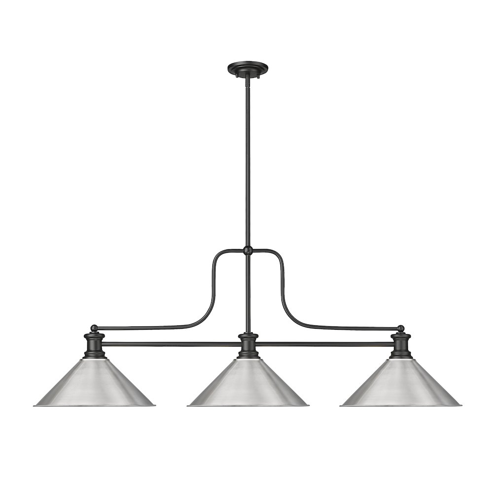 Z-Lite Melange 3 Light Billiard, Steel Frame, Brushed Nickel Shade Color. Picture 2