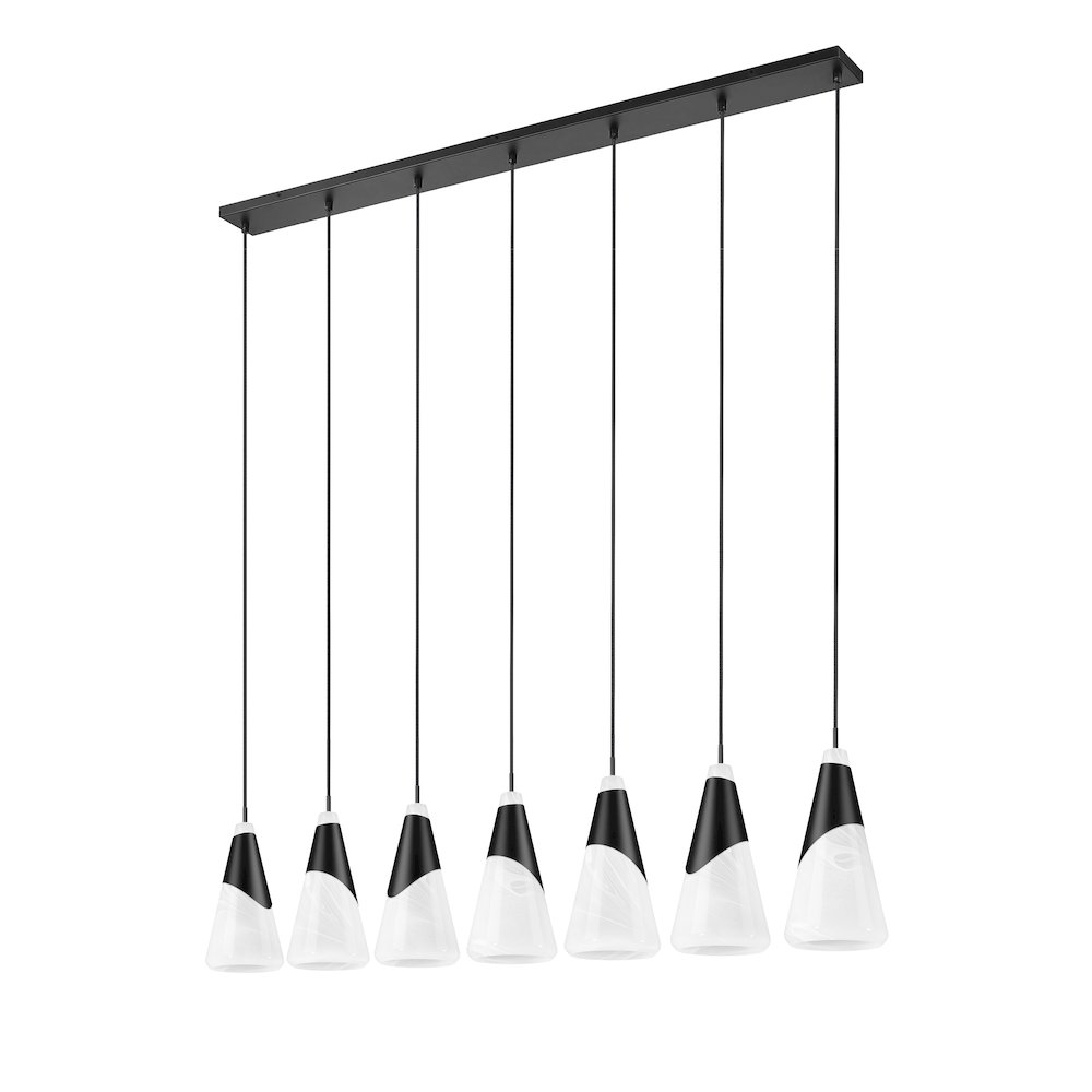 Z-Lite Aimie 7 Light Linear Chandelier, Matte Black. Picture 5